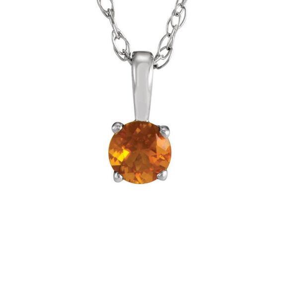 Youth 3mm Round Citrine Necklace in 14k White Gold 14 Inch